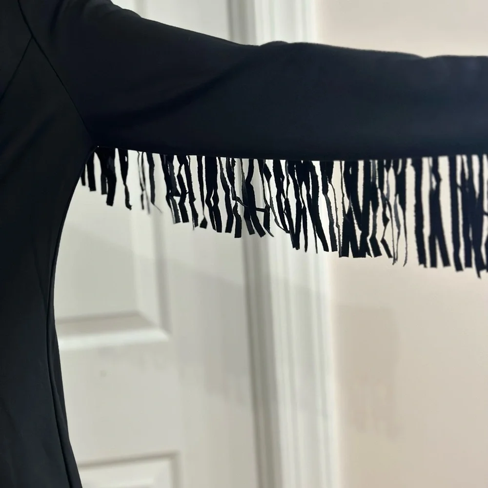 Black Blazer Dress with fringe detail - Picture 11 of 16